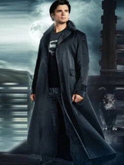 Clark Kent Superman Smallville Black Leather Trench Coat
