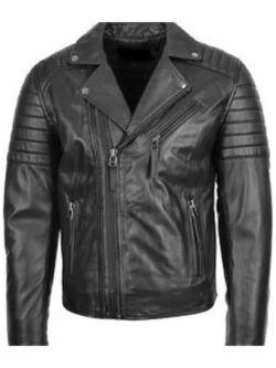 Men's Dual Zip Hook Biker Leather Jacket