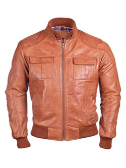 Men’s Brown Bomber Sheepskin Leather Jacket