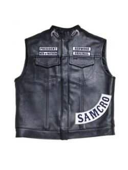 SOA Sons of Anarchy Black Leather Biker Vest
