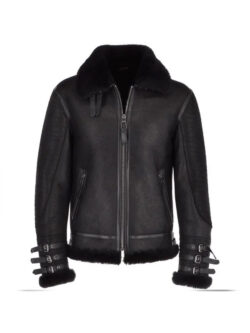 Men’s Luxury Black Shearling Leather Jacket