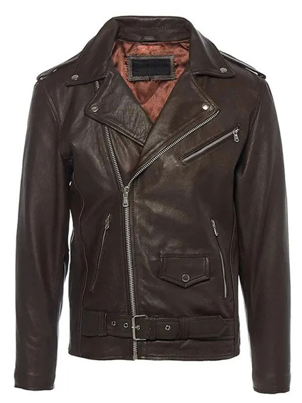 New Brando Cross Zip Biker Belted Leather