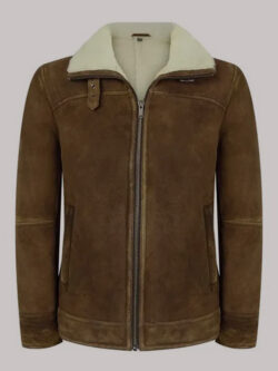 Men's Suede Brown Tan Zip Flying Pilot Jacket