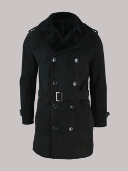 Men's Sherling Double Breasted Belted Crombi 3/4 Overcoat