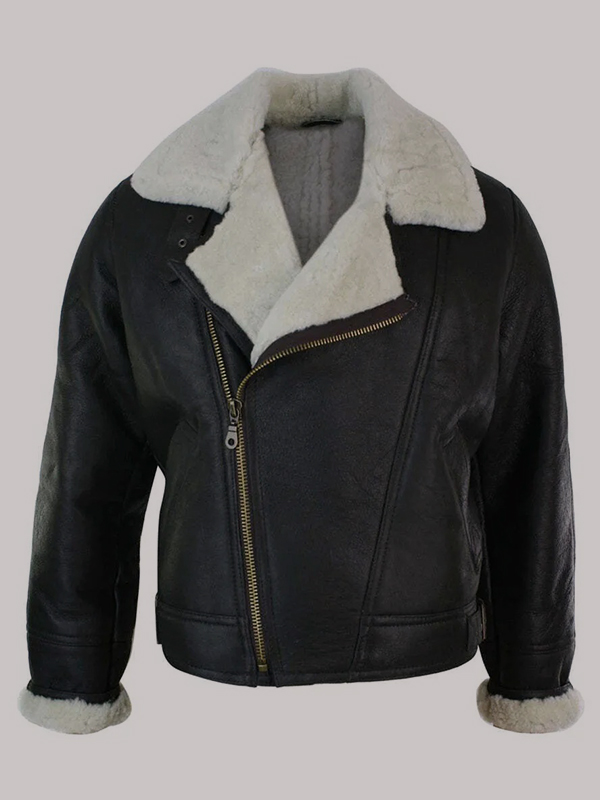 Men's Shearling Cross Zip B3 Pilot Warm Jacket
