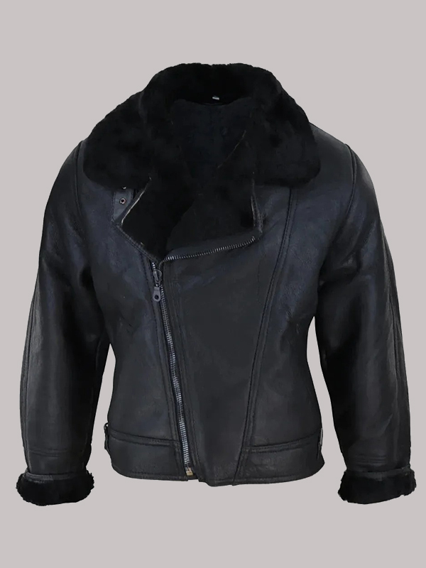 Men's Shearling Cross Zip B3 Pilot Warm Jacket - Image 4