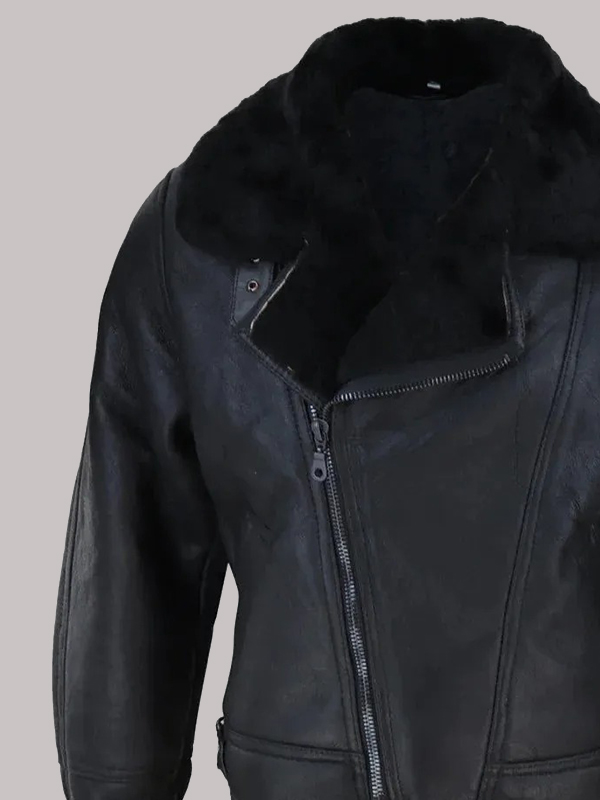 Men's Shearling Cross Zip B3 Pilot Warm Jacket - Image 5
