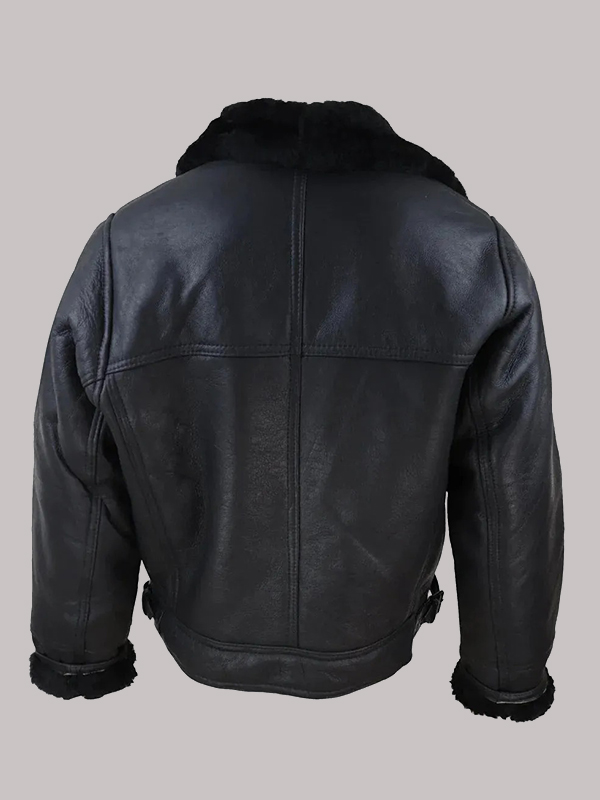 Men's Shearling Cross Zip B3 Pilot Warm Jacket - Image 6