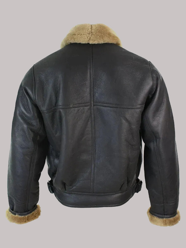 Men's Shearling Cross Zip B3 Pilot Warm Jacket - Image 9