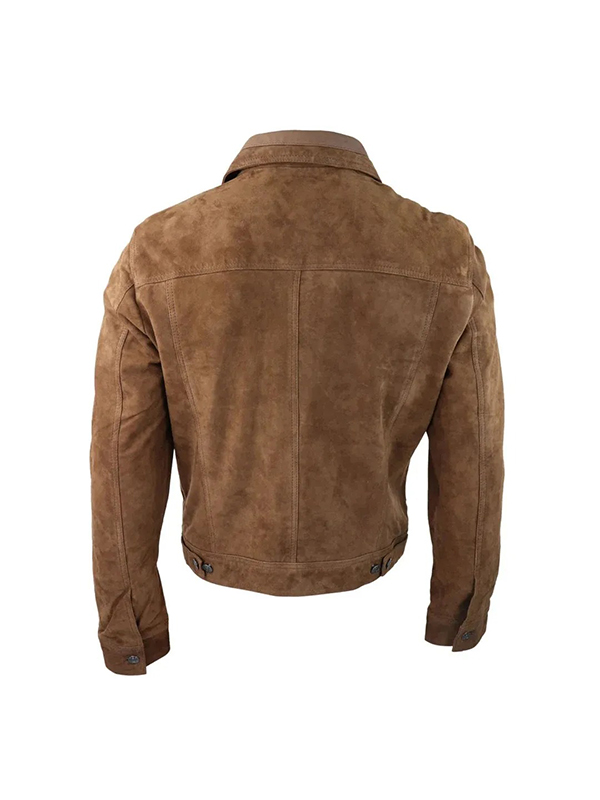 Mens Genuine Suede Jeans Denim Short Biker Jacket - Image 6