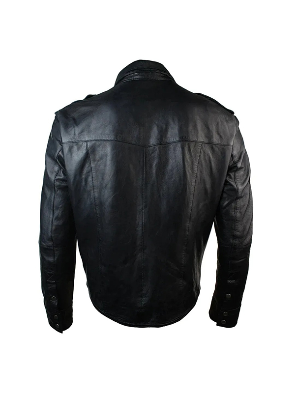 Men's Shirt Tan Brown Black Leather Jacket - Image 3