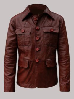 Brown Wax Mens Classic Leather Blazer