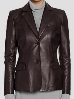 Women's New Brown Sheepskin Leather Blazer Coat