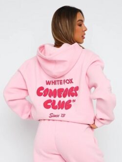 Comfort Club Oversized White Fox Hoodie