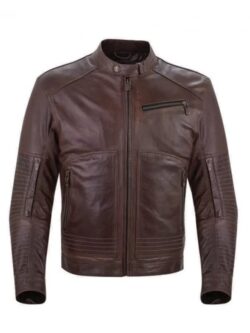 Mens Brown Leather Biker Jacket