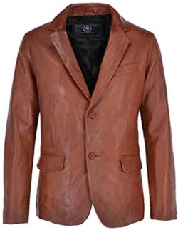 Men's Brown Classic Leather Wax Blazer