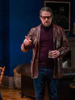 Hugh Grant The Gentlemen Fletcher Brown Leather Blazer
