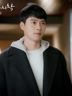 Hyun Bin Crash Landing on You Black Wool Coat