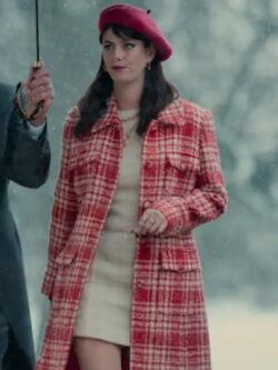 Kaya Scodelario The Gentlemen 2024 Susie Glass Red And White Wool Coat