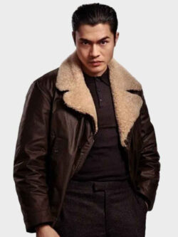 Henry Golding The Gentlemen Fur Collar Dry Eye Cotton Black Jacket
