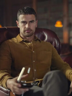 Theo James The Gentlemen 2024 Eddie Halstead Brown Cotton Shirt