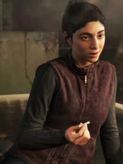 Women Dina The Last Of Us Part II Maroon Leather Vest