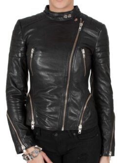 Women’s Cafe Racer Leather Biker Jacket