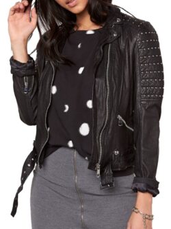 Womens Slim Fit Leather Motorcycle Jacket