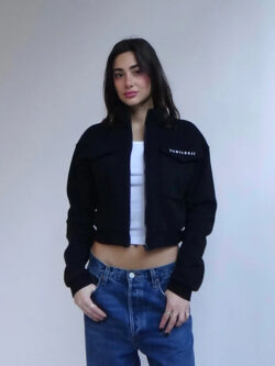 Fleece Bomber Jet Black Jacket
