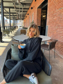 Fleece Jet Black Neutral Hoodie