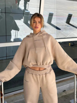 Fleece Beige Latte Neutral Hoodie