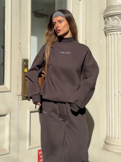 Oversized Charcoal Grey Turtleneck Sweatshirt