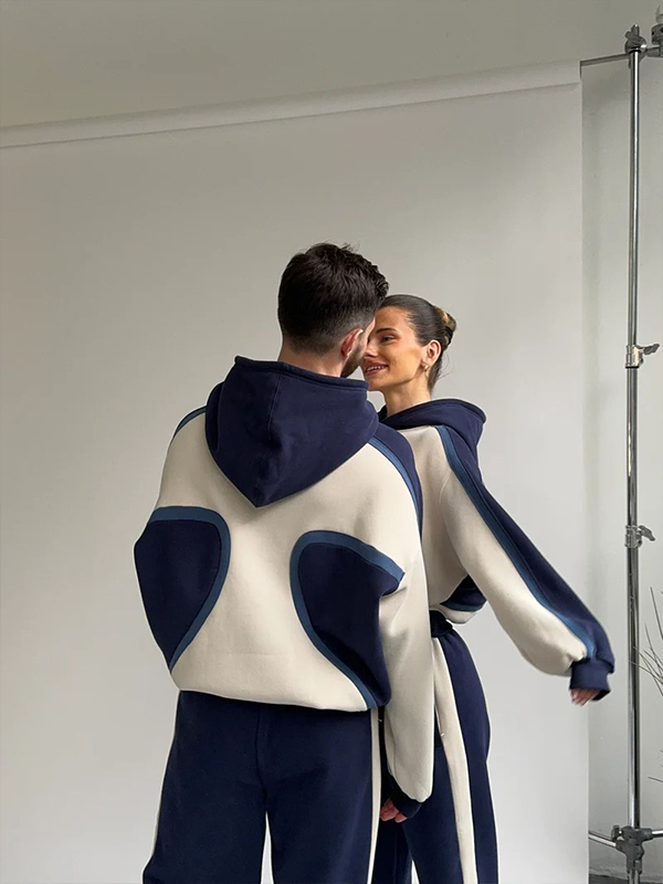 90s Unisex Ocean Blue Creme Cloud Fleece Hoodie - Image 4