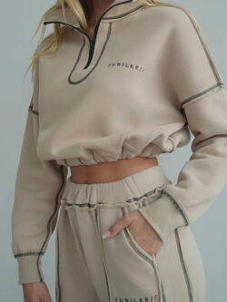 Fleece Desert Sand Half Zipper Pullover