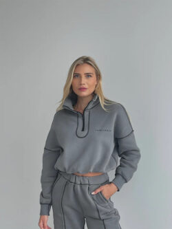 Fleece Off Charcoal Half Zipper Pullover