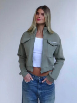 Fleece Bomber Matte Olive Green Jacket