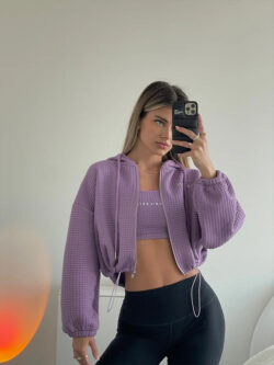 Quilted Lavender Zip-Up Hoodie