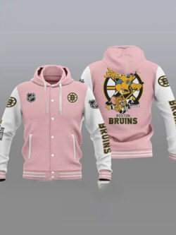 Boston Bruins Tom And Jerry Hooded Baseball Jacket