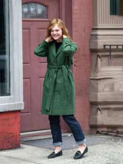 A Complete Unknown 2024 Elle Fanning Green Trench Coat