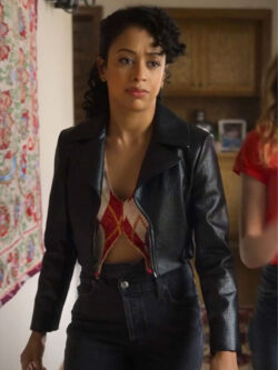A Family Affair 2024 Liza Koshy Black Leather Jacket