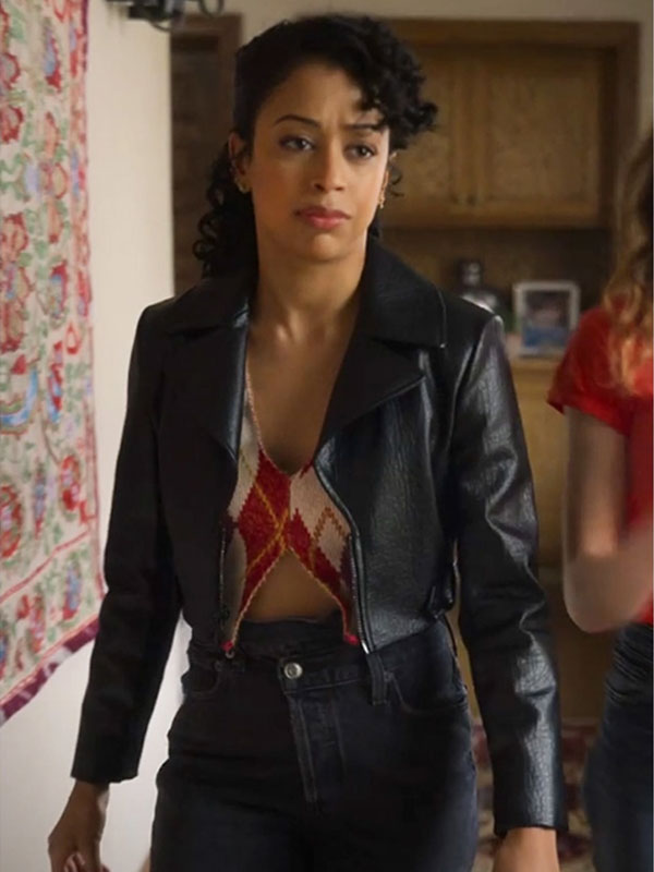 A Family Affair 2024 Liza Koshy Black Leather Jacket