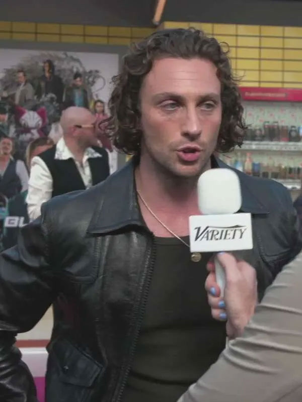 Aaron Taylor-Johnson Kraven the Hunter 2024 Black Leather Jacket - Image 2