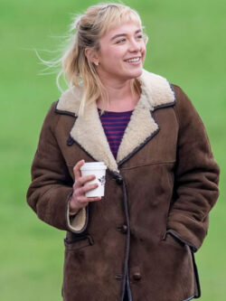 We live in Time Florence Pugh Shearling Jacket