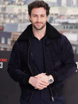 Aaron Taylor-Johnson Suede Aviator Jacket
