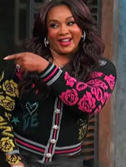 New Access Daily 2024 Vivica A. Fox Black Embellished Cardigan