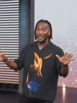 New Access Hollywood Scott Evans Fire Flame Floral Camp Shirt