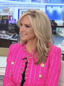 America's Newsroom Dana Perino Tweed Stripe Frayed Trim Jacket