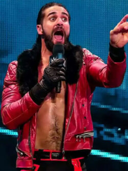 WWE Seth Rollins Quilted Red Fur Leather Jackets