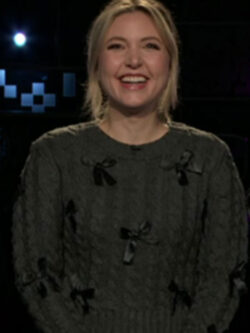 After Midnight 2024 Taylor Grey Bow Knitted Sweater
