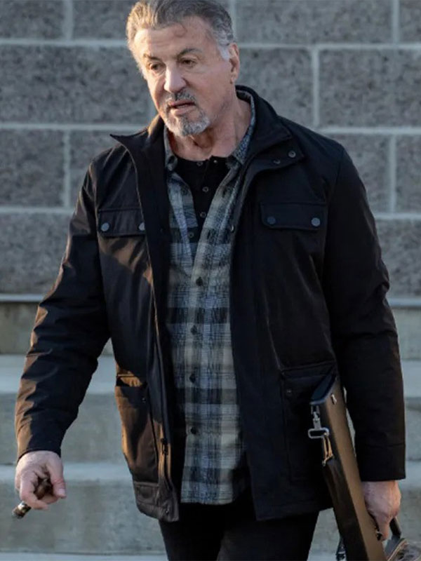 Alarum 2025 Sylvester Stallone Black Jacket